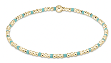 Hope Sincerity Pattern 2mm Bead Bracelet - Turquoise
