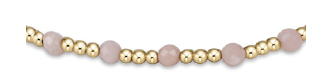 Extends - Gemstone Gold Sincerity Pattern 3mm Bead Bracelet - Pink Opal