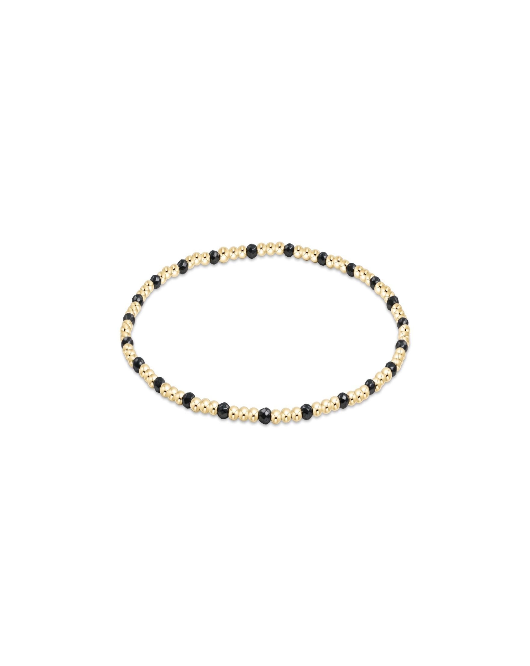 Gemstone Gold Sincerity Pattern 2mm Bead Bracelet -  Faceted Hematite