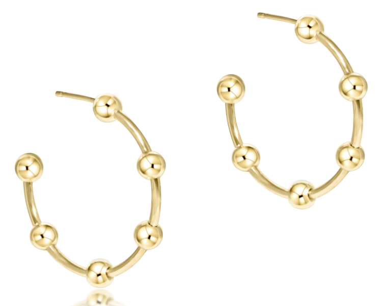 Beaded Simplicity 1" Post Hoop - 4mm Gold