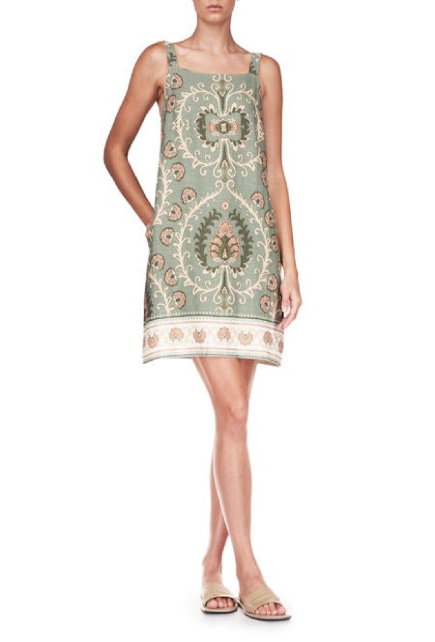 Tapestry Shift Dress - Sage