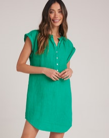 Cap Sleeve Henley Dress "Tropical Green"