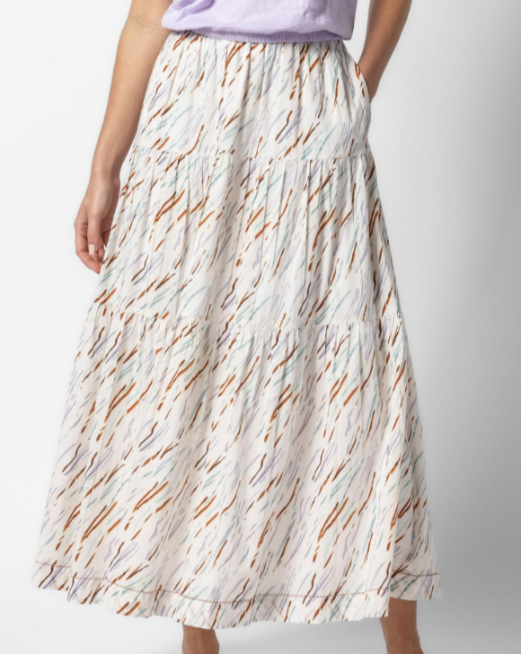 Tiered Maxi Skirt "Wave Print"