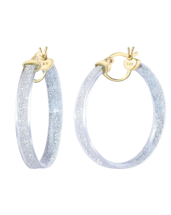 1.25" Clear Glitter Hoops (Available in 2 Colors)
