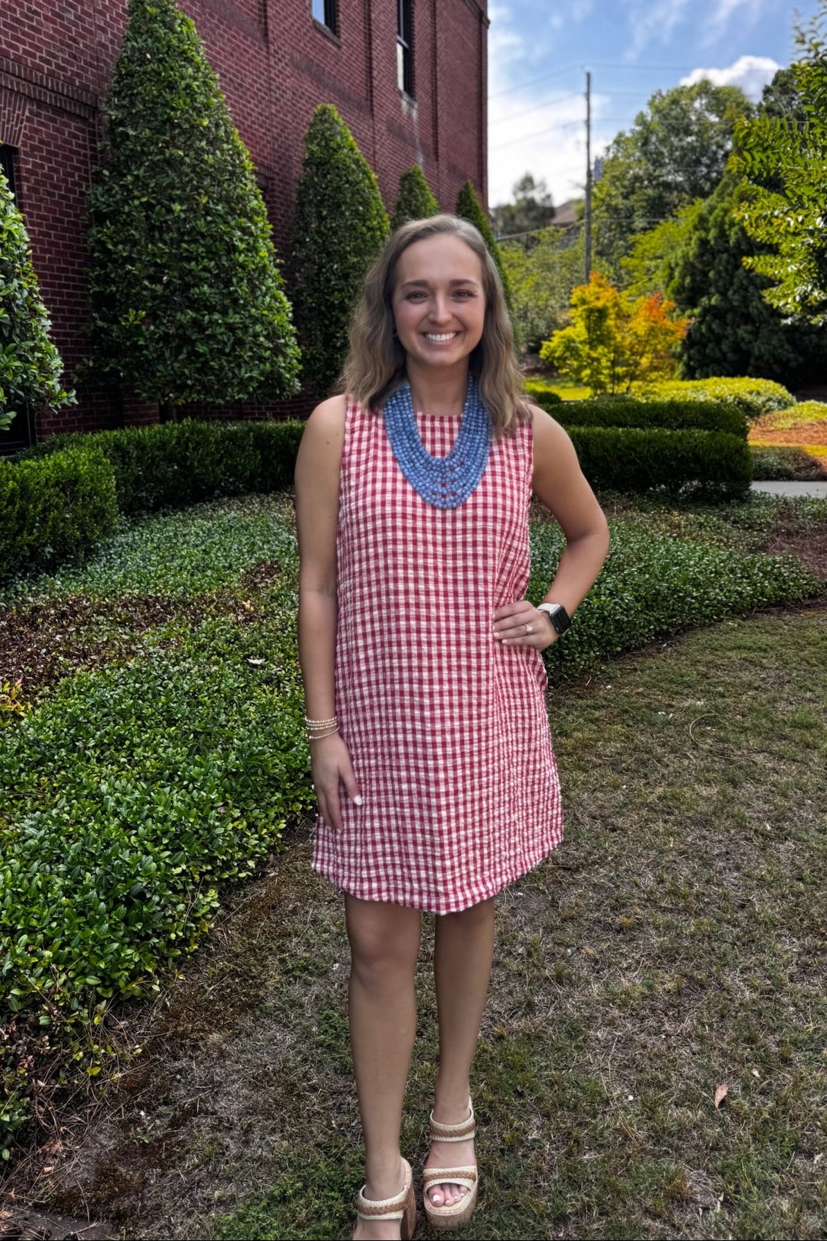 Gingham Pattern Shift Dress Gingham Pattern Shift Dress
