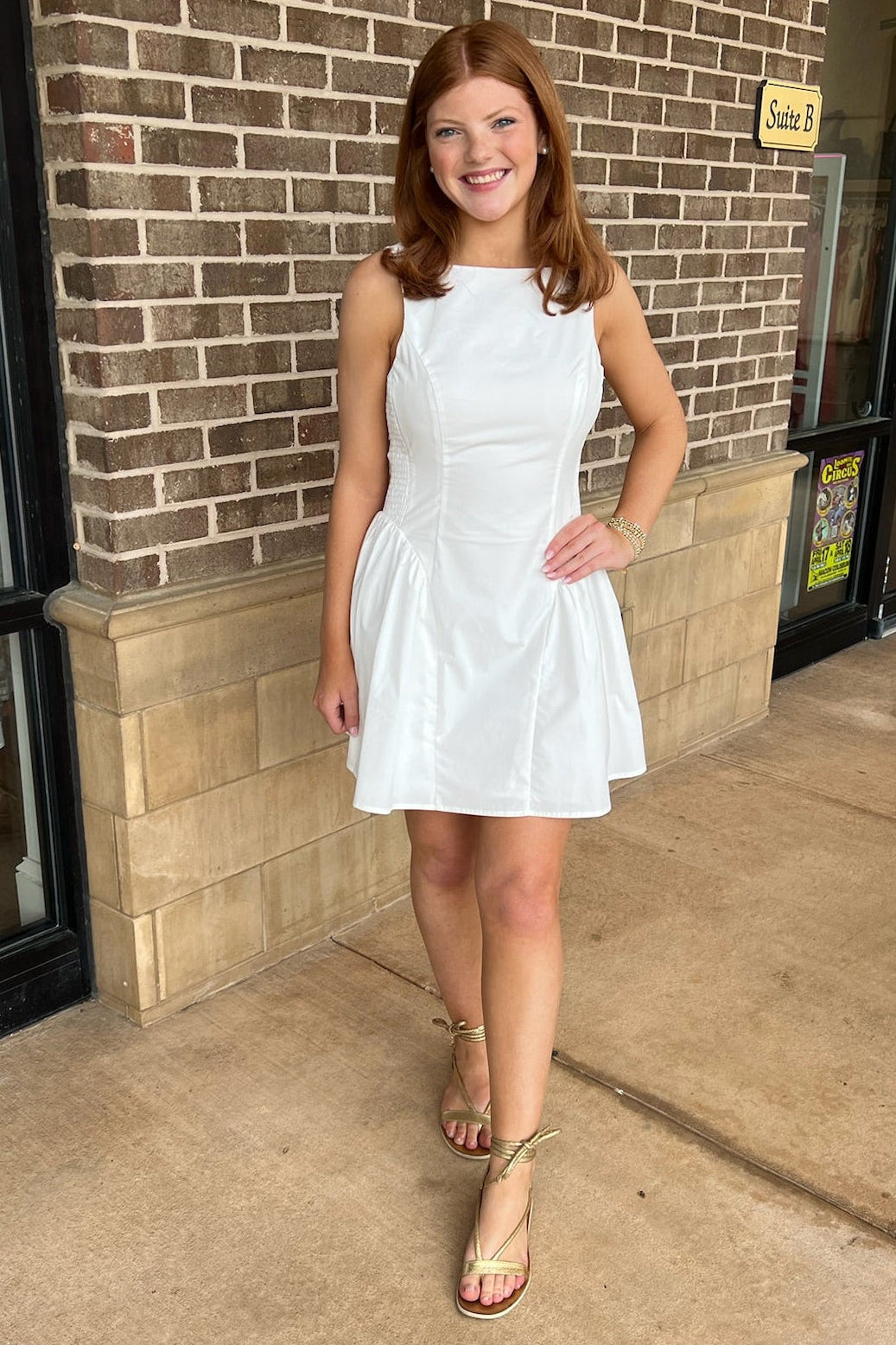 mini white dress with bow in back Romilly Poplin Bow Back Mini