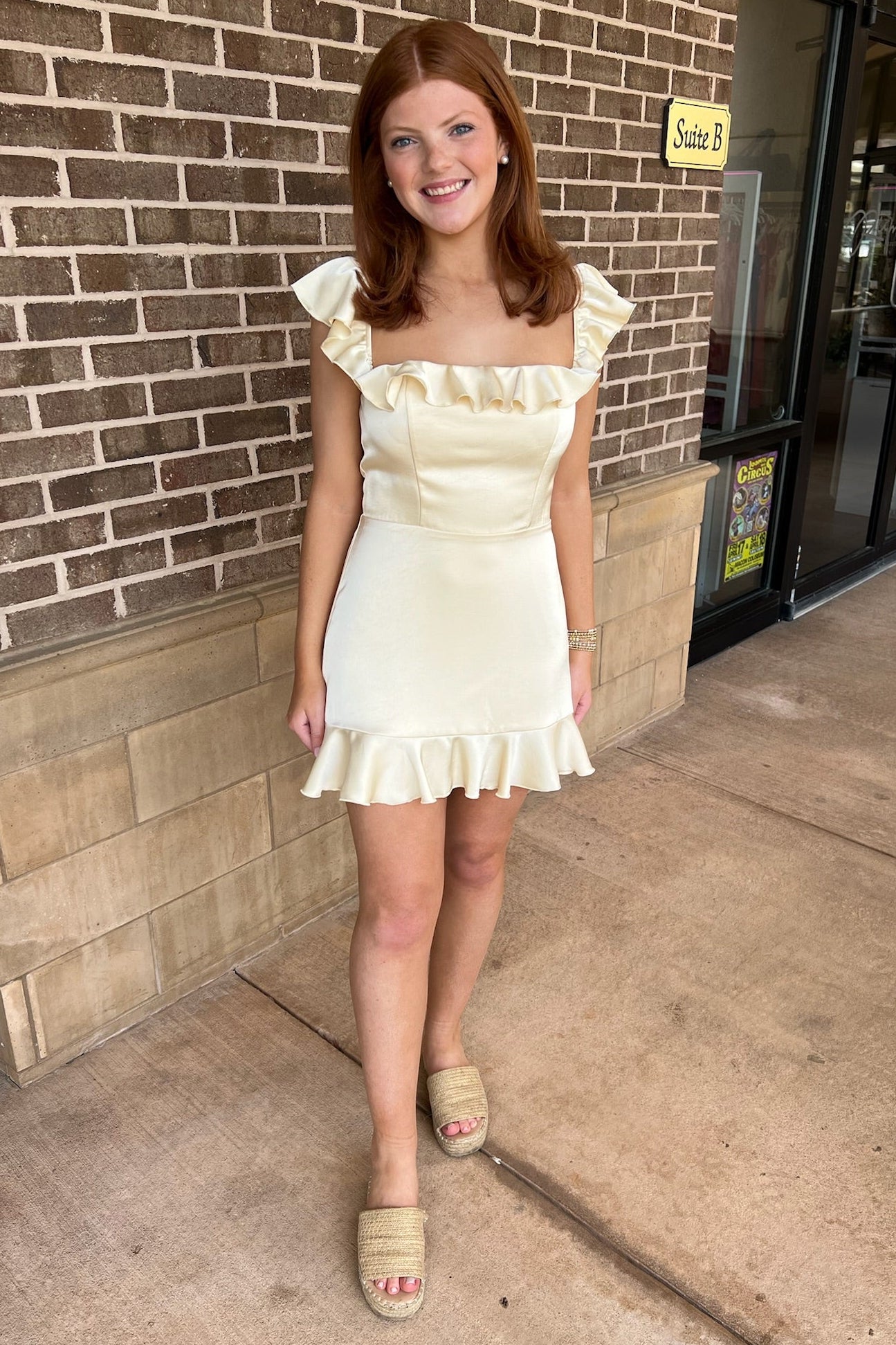 butter yellow mini dress Sunny Ruffle Mini Dress