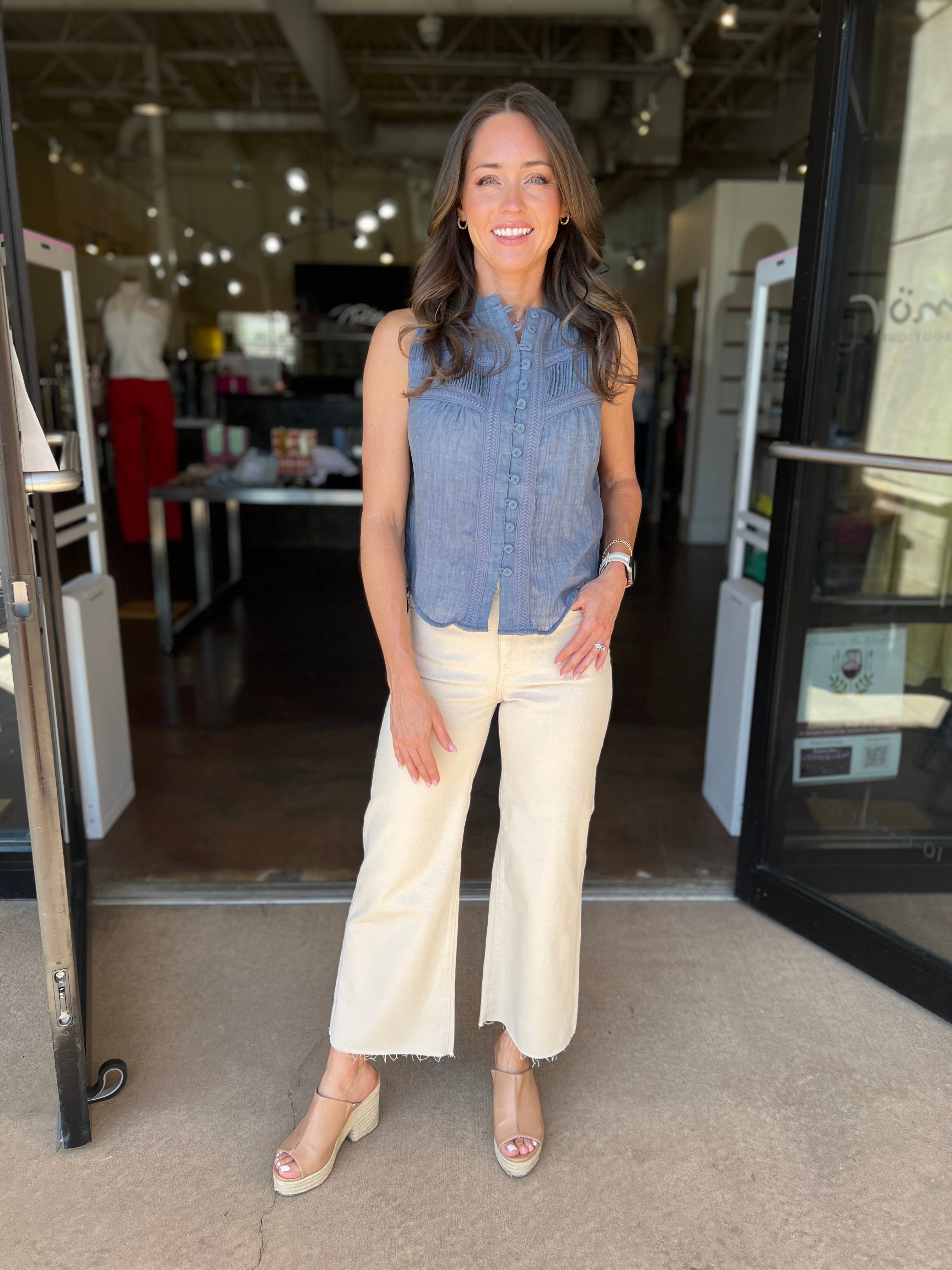 Saige Wide Leg Crop - Opal Stone