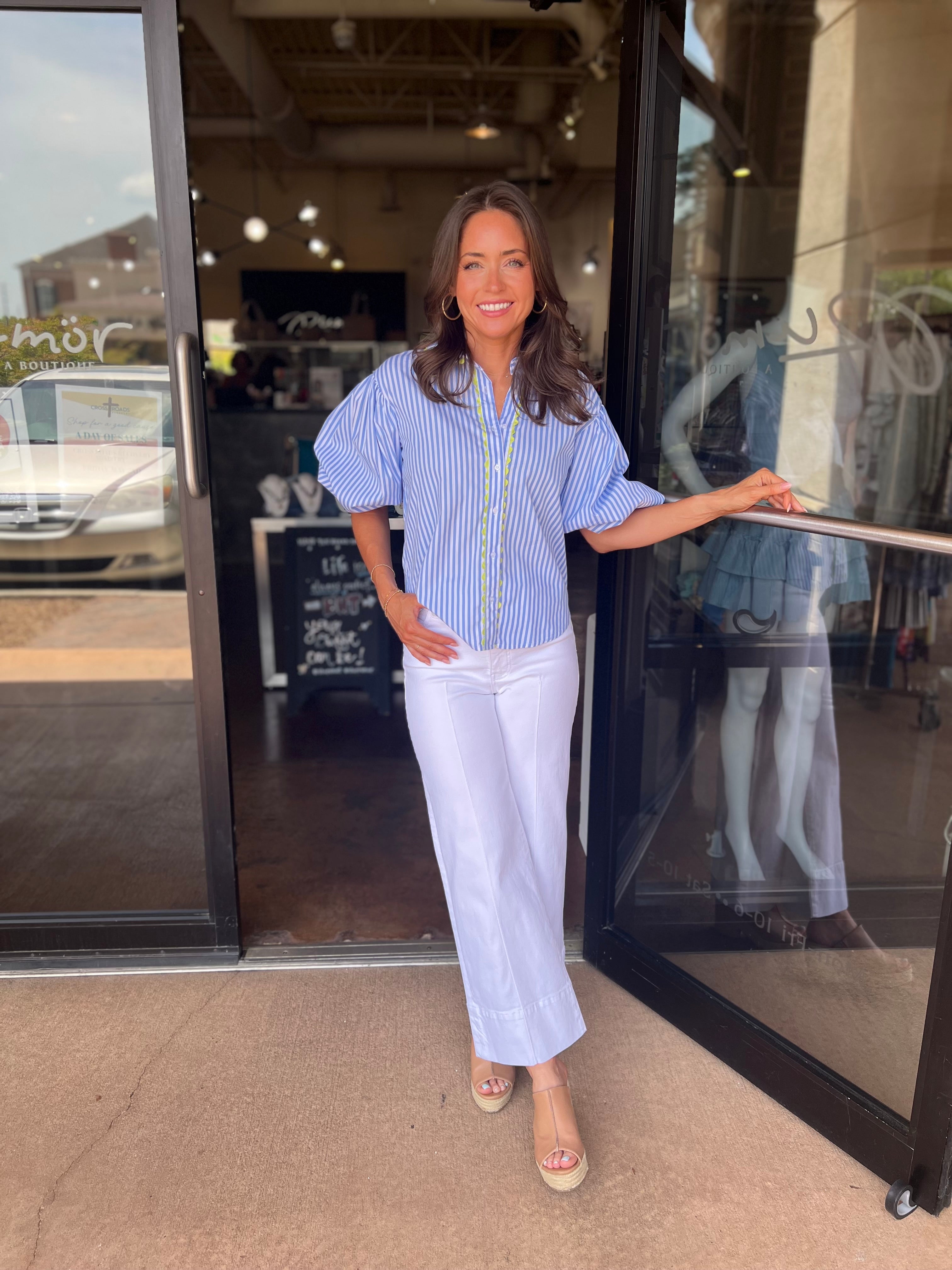 Meg High Rise Pin Tuck Hem - Optic White