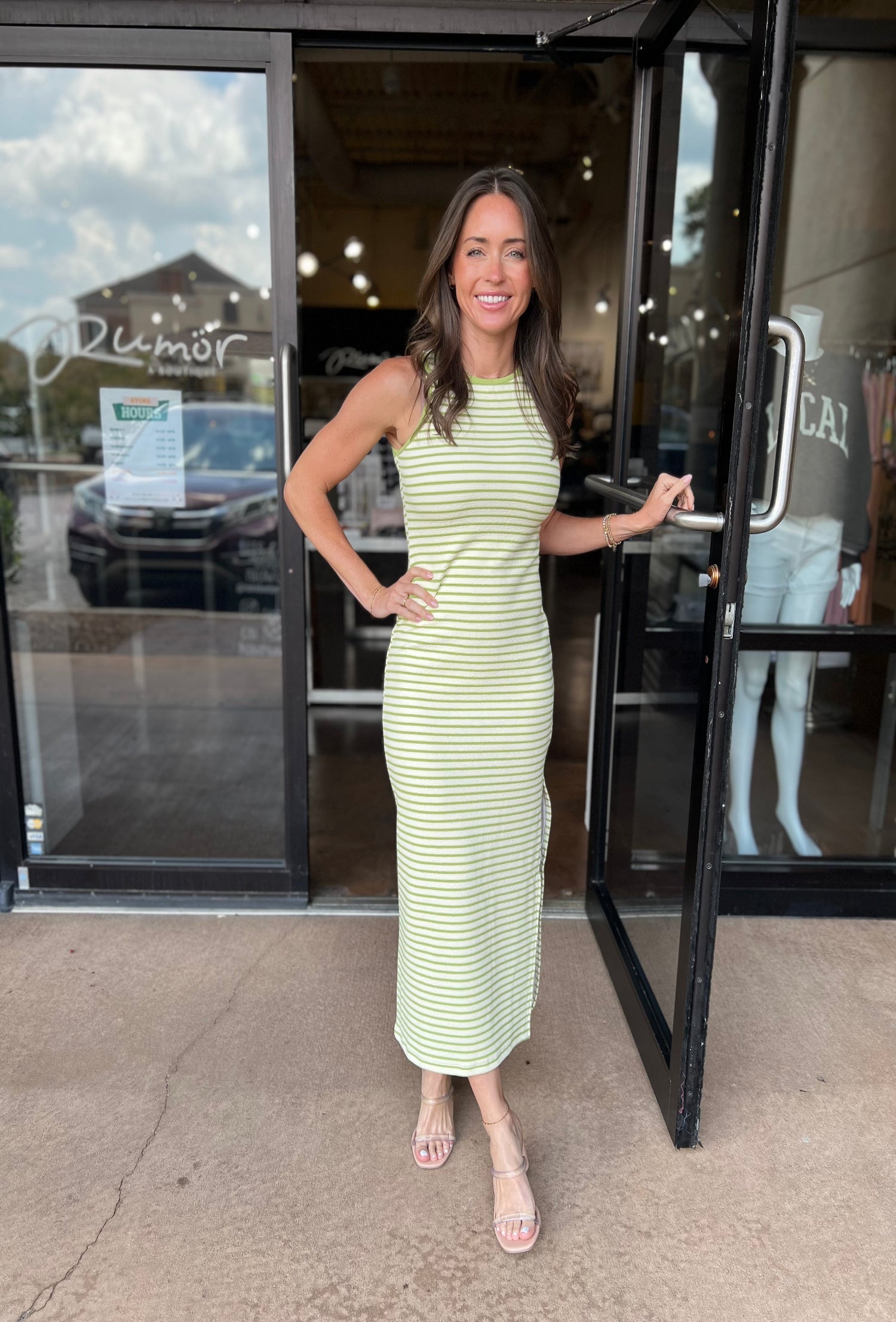 Stripe Knit Tank Maxi - Green M Stripe Knit Tank Maxi - Green M