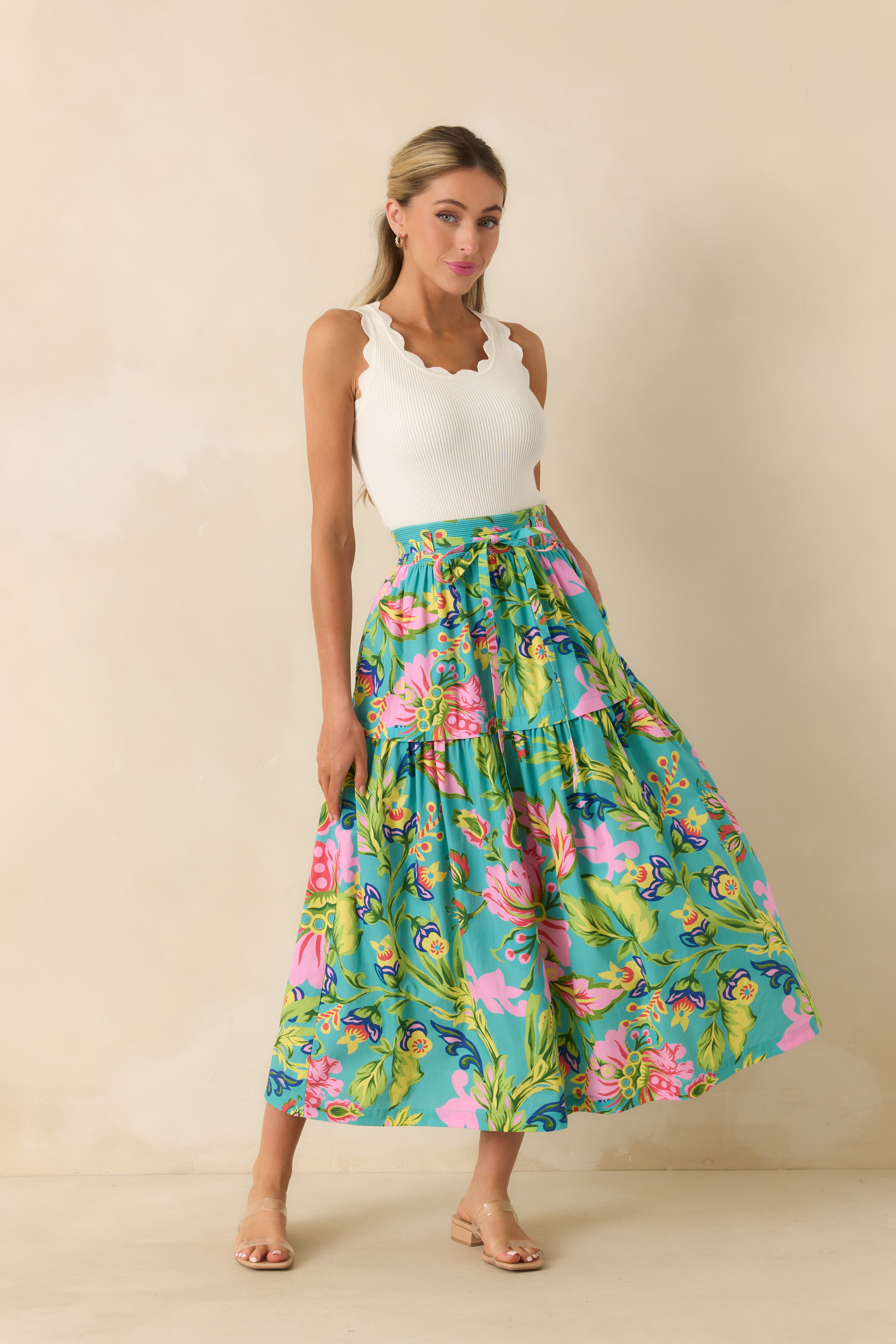 Lexi Midi Skirt - Fleur Real Print – Rumor Boutique