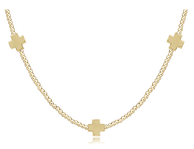 15" Choker Signature Cross Gold Pattern 2mm Bead - Signature Cross Gold
