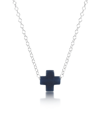 16" Necklace Sterling - Signature Cross Navy