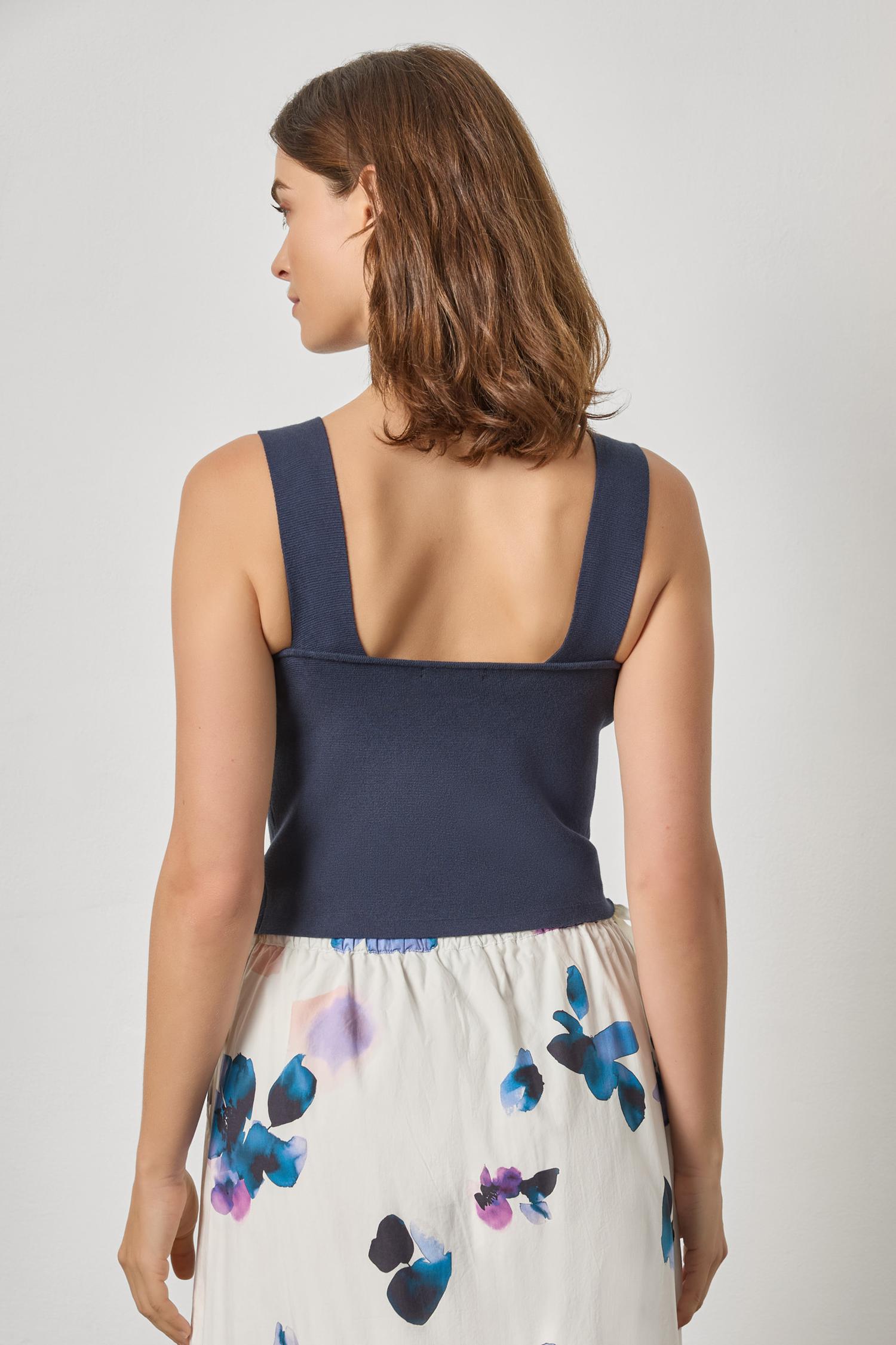 Wide Strap Knit Tank - Navy – Rumor Boutique