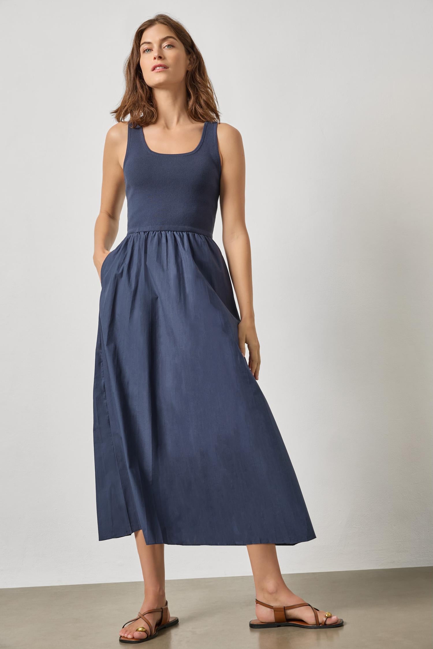 Mixed Media Scoop Neck Dress