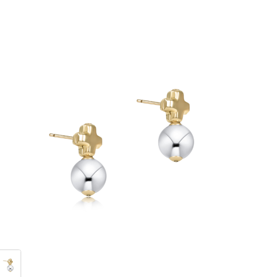 Signature Cross Small Mixed Metal Stud - Classic Sterling