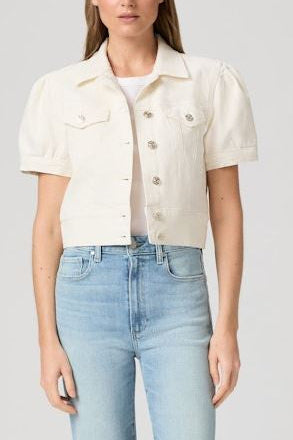 Kendra Short Sleeve Denim Jacket - Tonal Ecru – Rumor Boutique