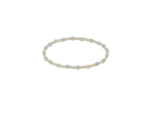 Gemstone Gold Sincerity Pattern 3mm Bead Bracelet - Aquamarine