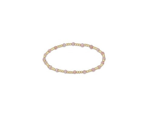 Gemstone Gold Sincerity Pattern 3mm Bead Bracelet - Pink Opal