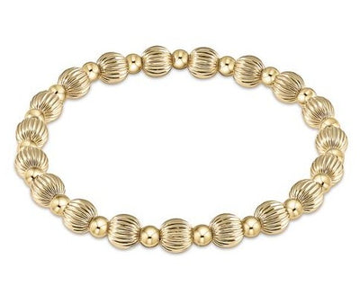 Dignity Grateful Pattern 6mm Bead Bracelet - Gold