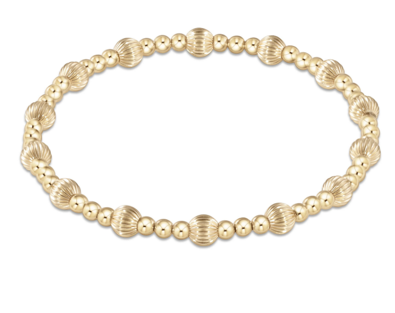 Dignity Sincerity Pattern 5mm Bead Bracelet - Gold