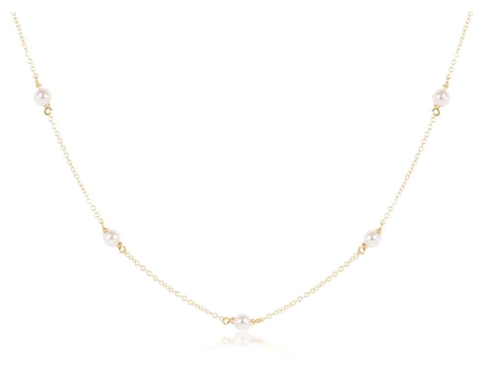15" Choker Simplicity Chain Gold - 4mm Pearl