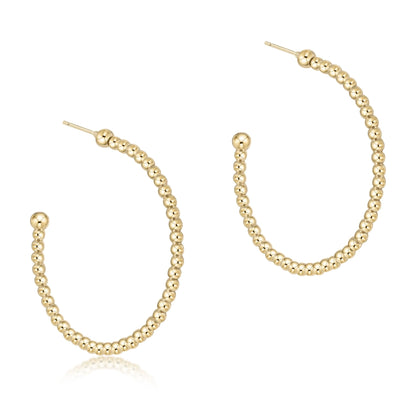 Beaded Classic 1.25" Post Hoop - 2mm Gold