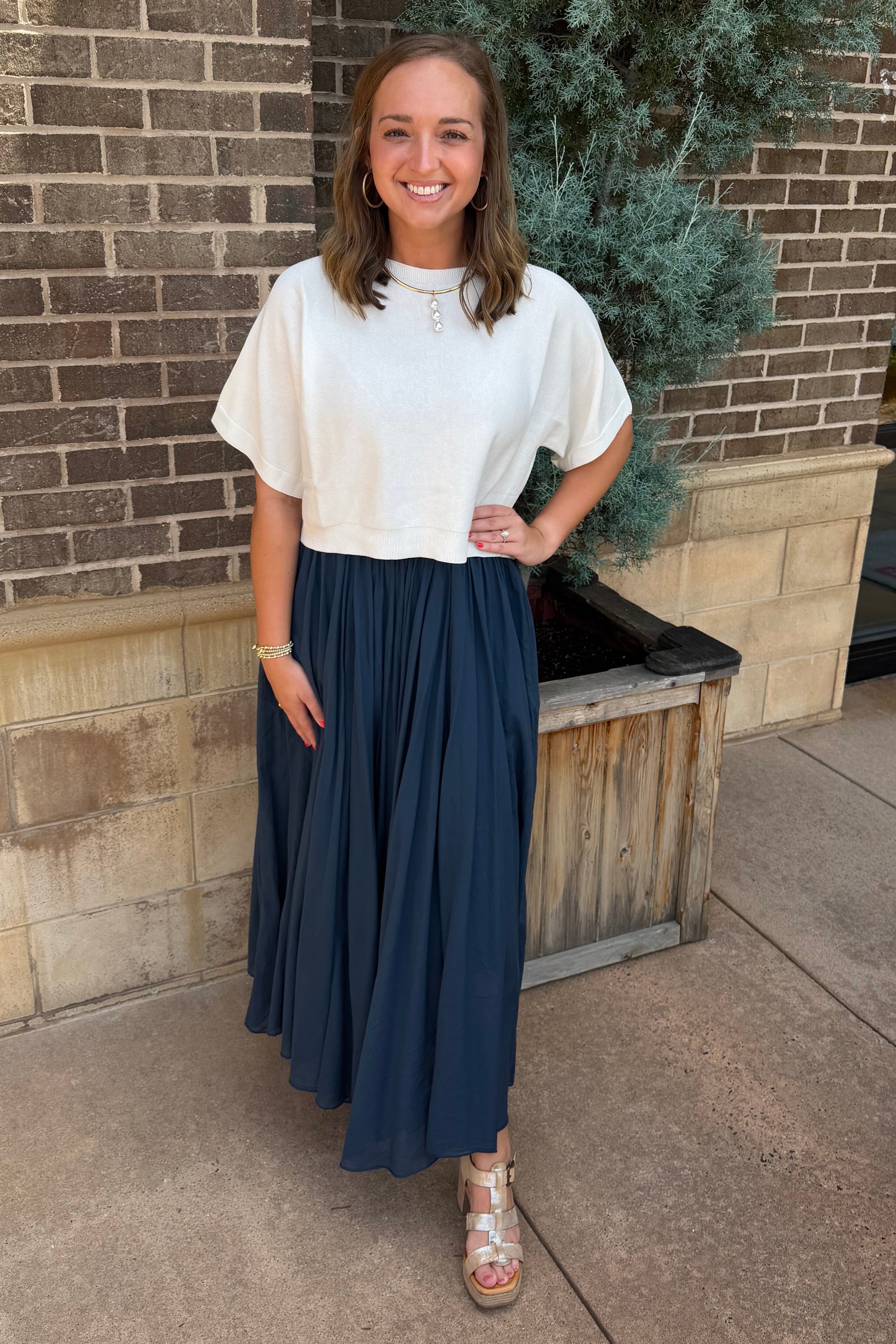 Cotton Maxi Skirt - Navy Blue