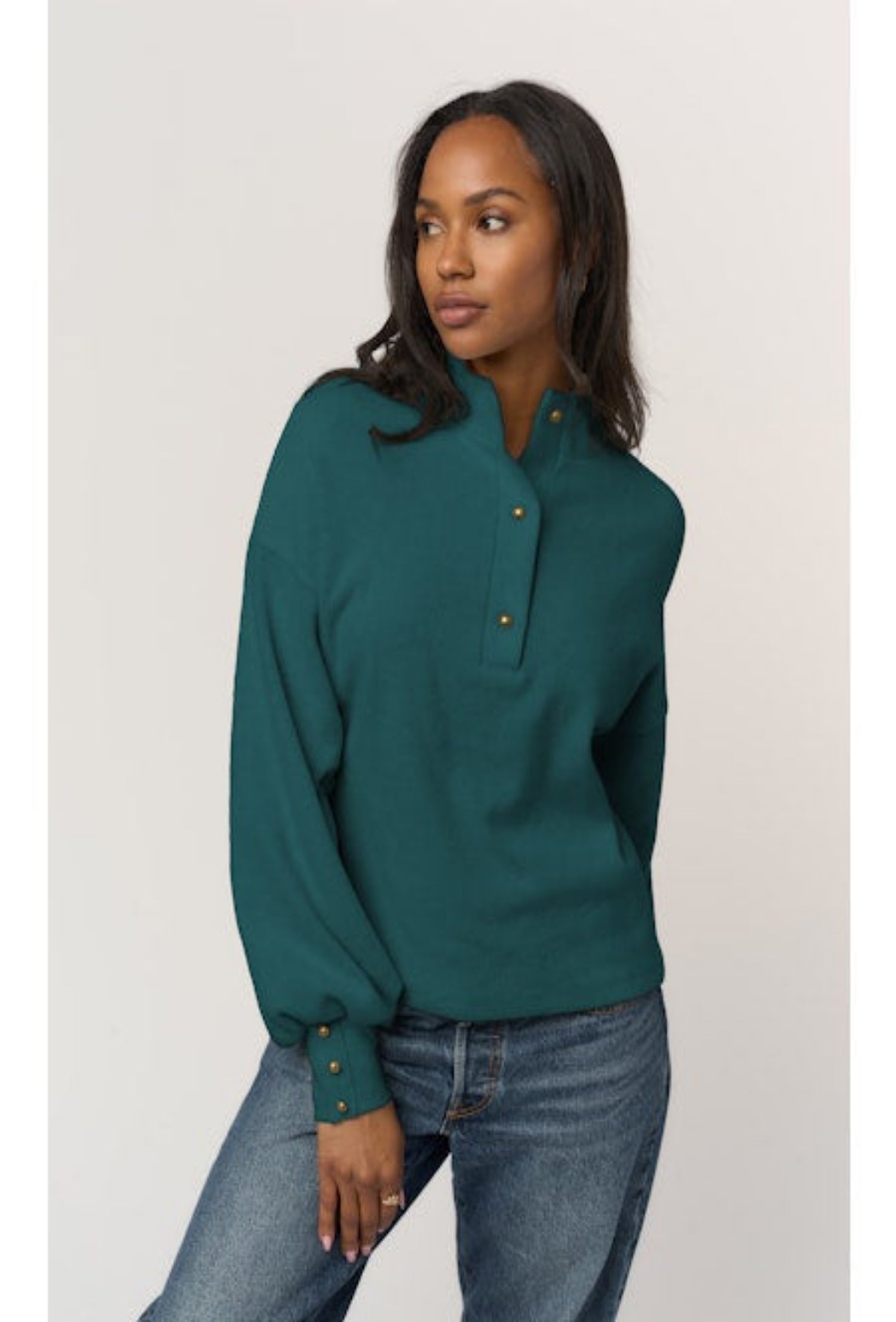 Damas Mock Neck Pullover - Dark Teal