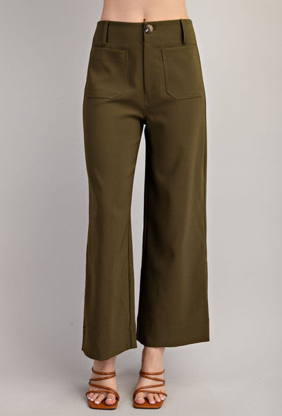 Colette Cropped Wide-Leg Pant - Olive