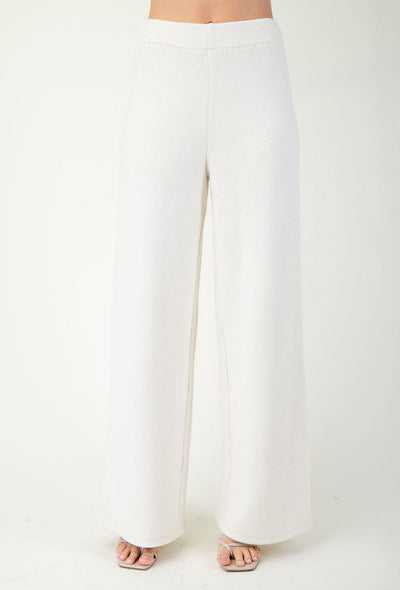 High Waisted Knit Pant - White