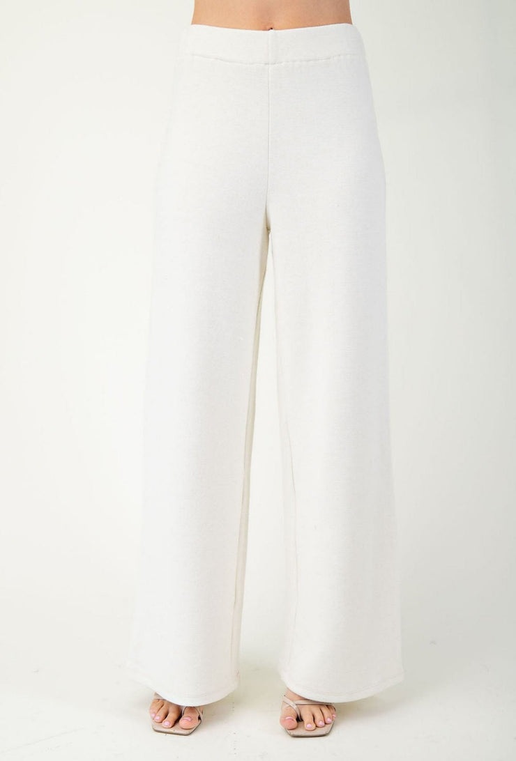 High Waisted Knit Pant - White