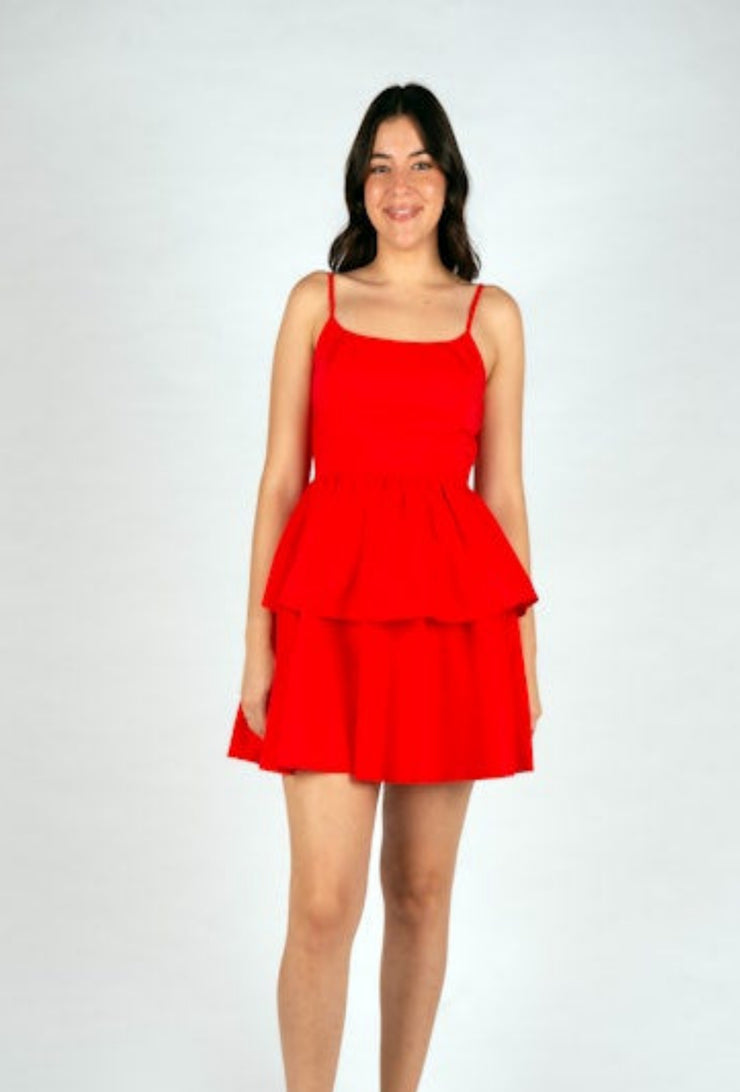 Rina Poplin Dress - Red