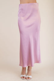 Solid Satin Midi Skirt - Blush