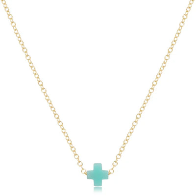 16" Necklace Gold - Signature Cross Small Mint