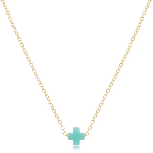 16" Necklace Gold - Signature Cross Small Mint