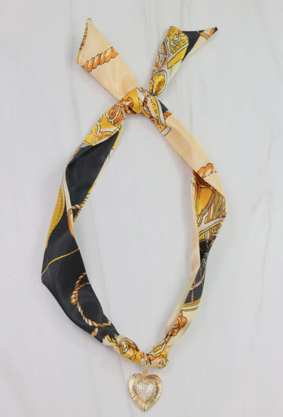Lillie Scarf Charm Necklace - Black