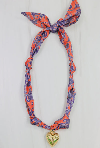 Serafina Scarf Charm Necklace - Blue Orange