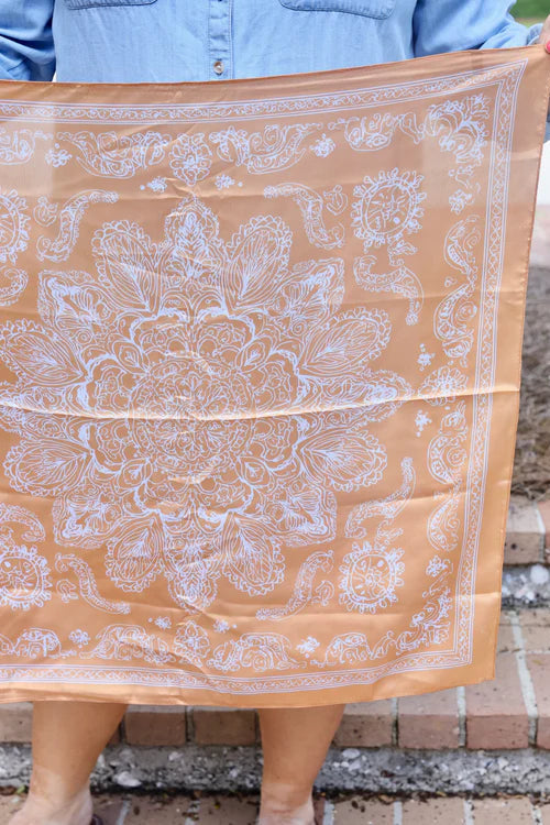 Dora Floral Paisley Scarf - Gold