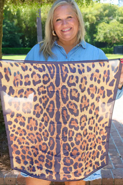 Dixie Leopard Print Scarf - Brown