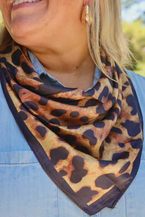 Dixie Leopard Print Scarf - Brown