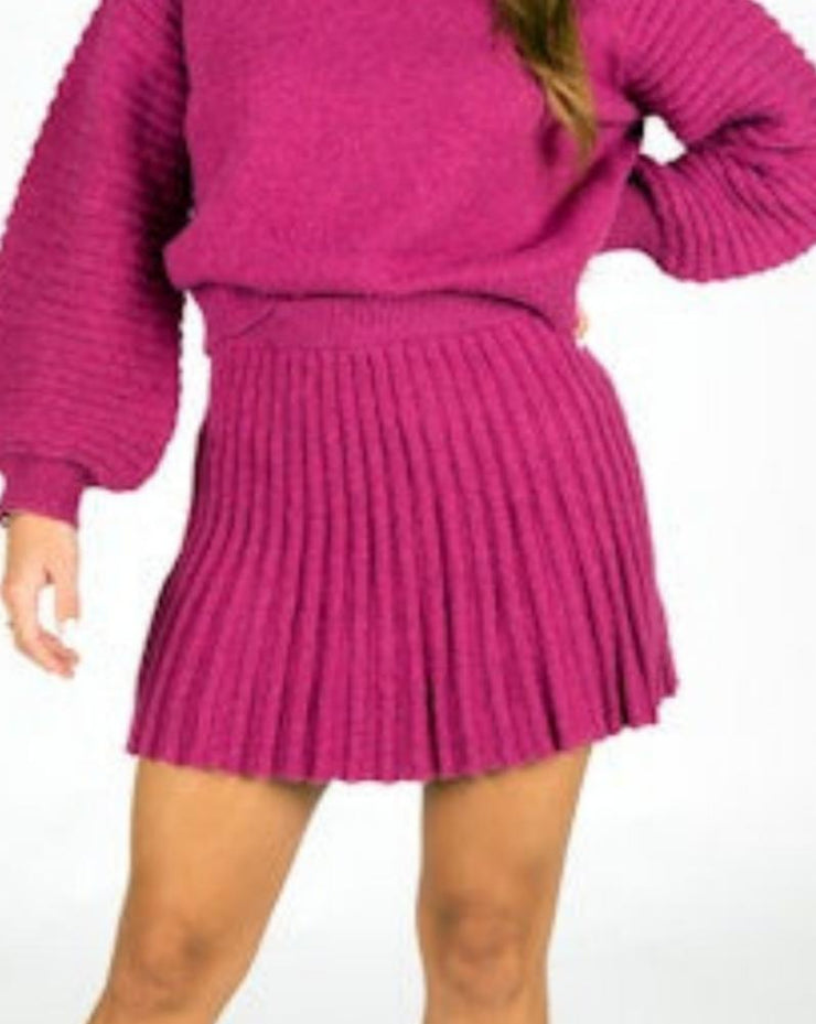 Farrah Sweater Skirt - Berry