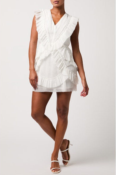 dress pleated ruffle Lulus Nova Pleated Mini Dress In White M