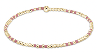 Hope Joy Pattern 2mm Bead Bracelet - Bright Pink