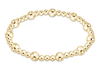 Extends - Classic Sincerity Pattern 6mm Bead Bracelet - Gold