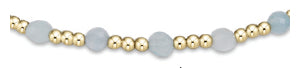 Extends - Gemstone Gold Sincerity Pattern 3mm Bead Bracelet -  Aquamarine