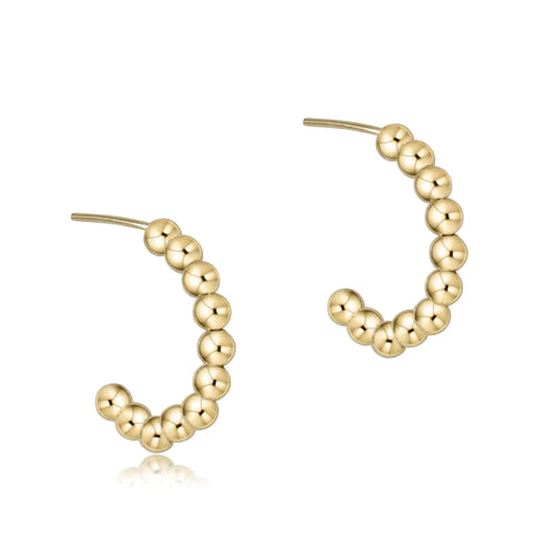 Beaded Classic 1" Post Hoop - 3mm Gold