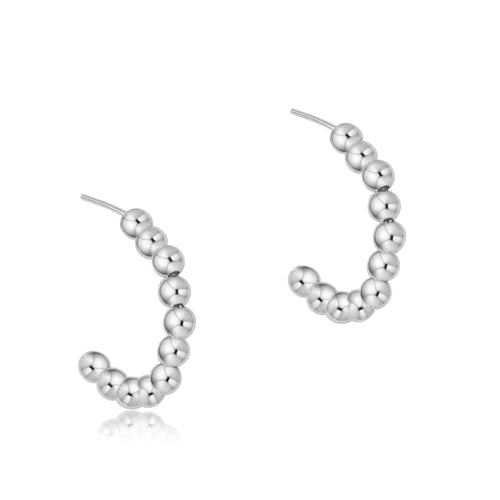 Beaded Classic Post 1" Post Hoop - 3mm Sterling