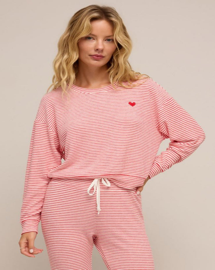 Bisous Stripe Long Sleeve Top - Rendezvous