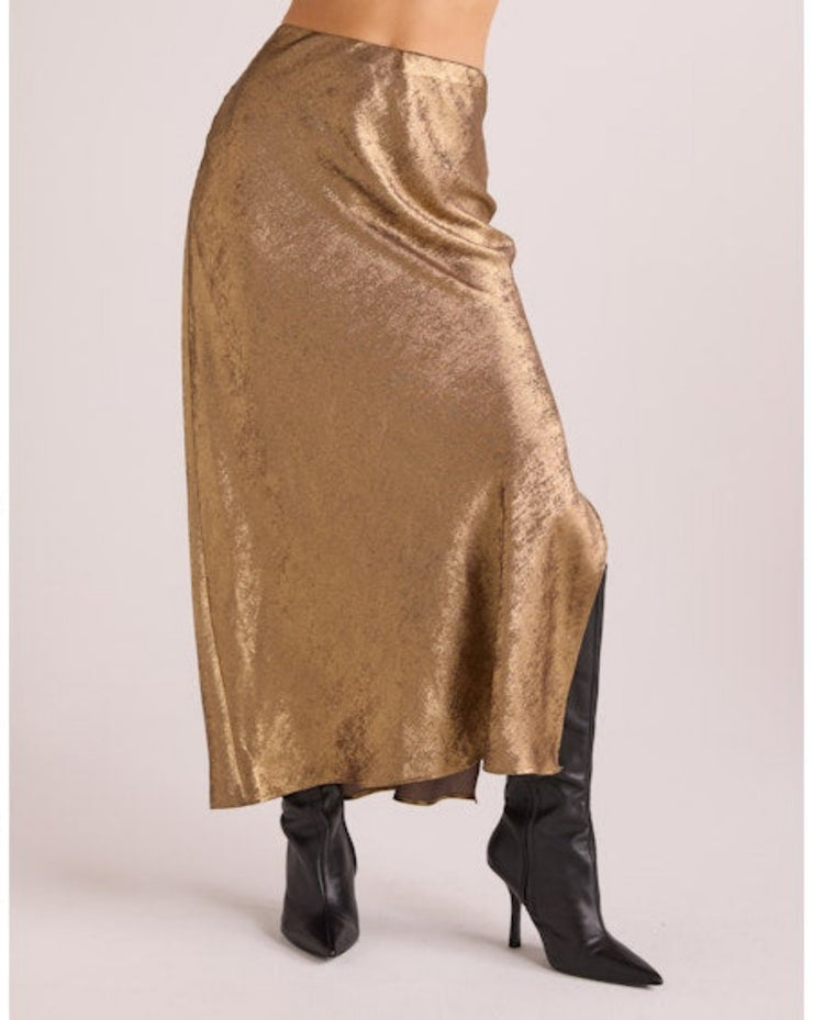 Bias Maxi Skirt -  Gold Metallic